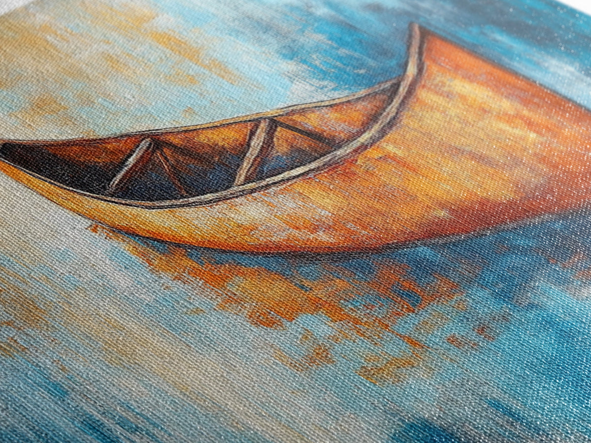 Rustic Canoe Reflection Canvas Print Lake House Wall Art Tranquil Watercolor Boat Painting Vintage Cabin Decor Nature Gift | | Wiccan Center