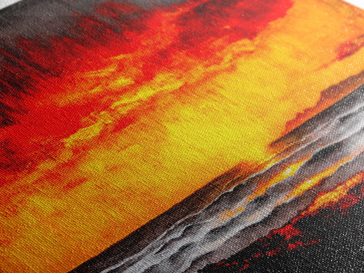 Sunset, Ocean, Waves, Canvas Print, Vibrant Sunset Wall Art, Beach House Decor, Coastal Painting, Living Room Art, Boho Aesthetic, Seascape | | Wiccan Center