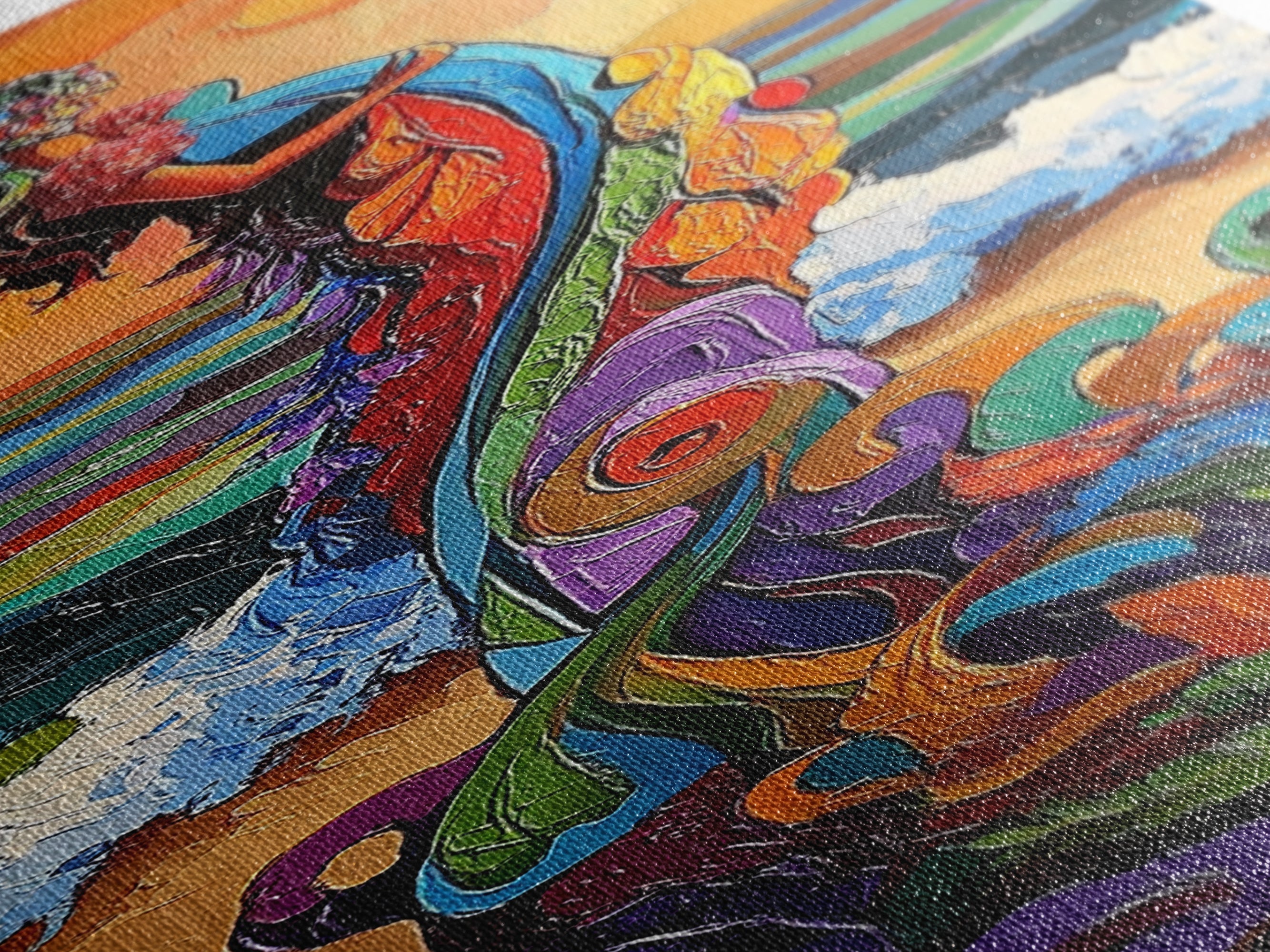 Mother Ocean, Rainbow, Canvas Print, Colorful mother nature figure by ocean painting, whimsical spiritual art,  meditation room wall art