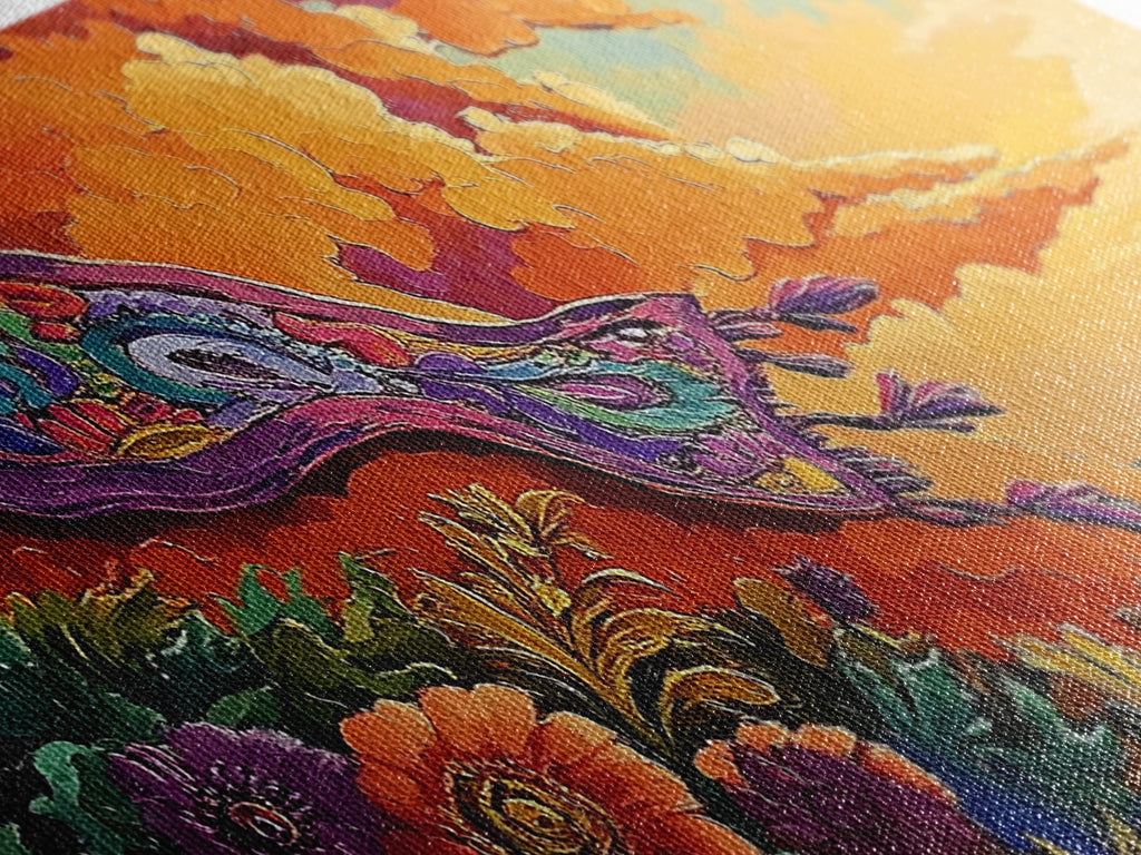 Sunset Coast, Rug, Framed Canvas Print, Sunset Beach Art, Magic Carpet Illustration, Vibrant Coastal Decor, Dreamy Bedroom Art | | Wiccan Center