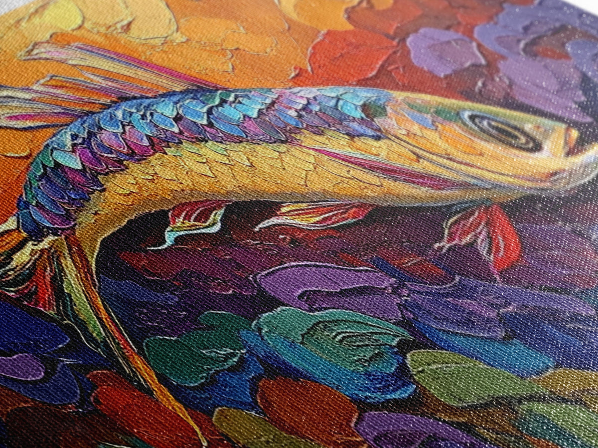 Colorful Fish Painting, Vibrant Sea Life, Abstract Ocean Creature, Marine Fantasy Style, Framed Canvas Print, Kids Room Underwater Art | | Wiccan Center