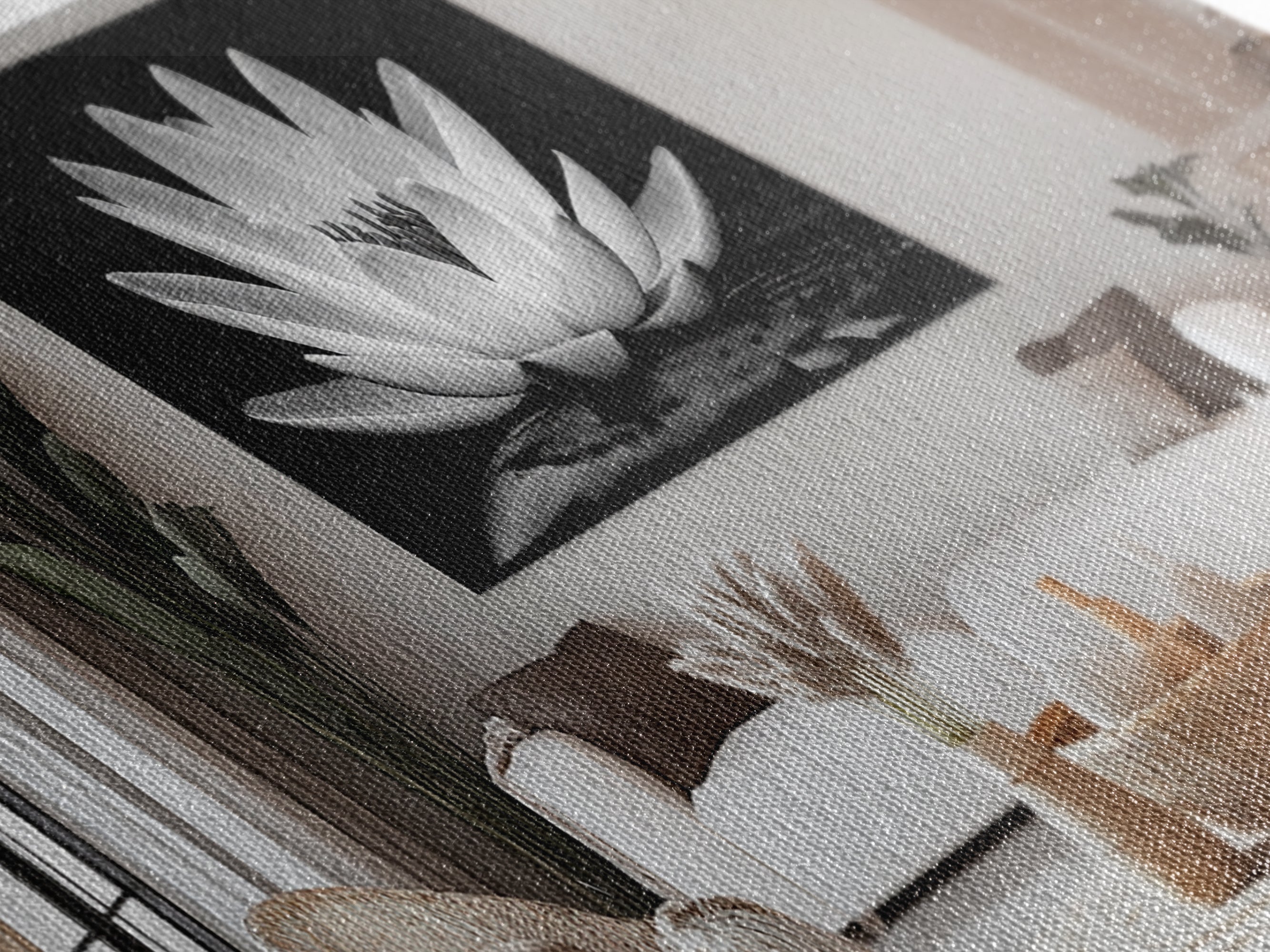 Lotus Bloom, Zen Flower, Tranquil Petals, Spiritual Nature Print, Black and White, Canvas Print, Spa Wall Decor, Meditation Room Art
