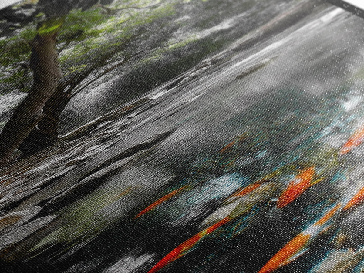 Koi Pond, Peaceful Water, Zen Garden Vibes, Orange Fish, Reflective Nature, Framed Canvas Print, Serene Bedroom Wall Art, Living Room Art | | Wiccan Center