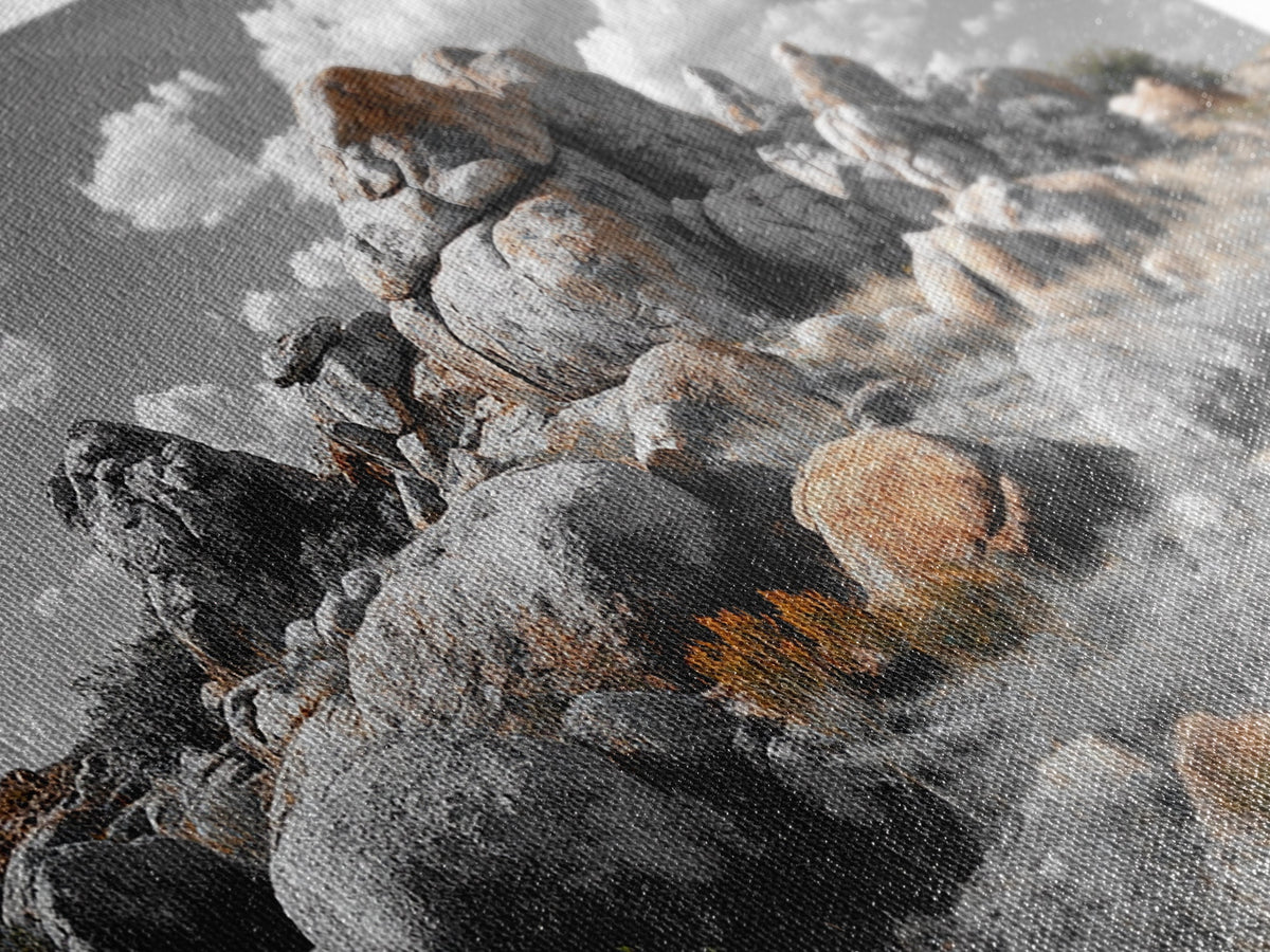 Granite Boulders, Desert Landscape, Natural Beauty, Earthy Tones, Framed Canvas Print, Entryway Wall Art, Nature Minimalism Style | | Wiccan Center