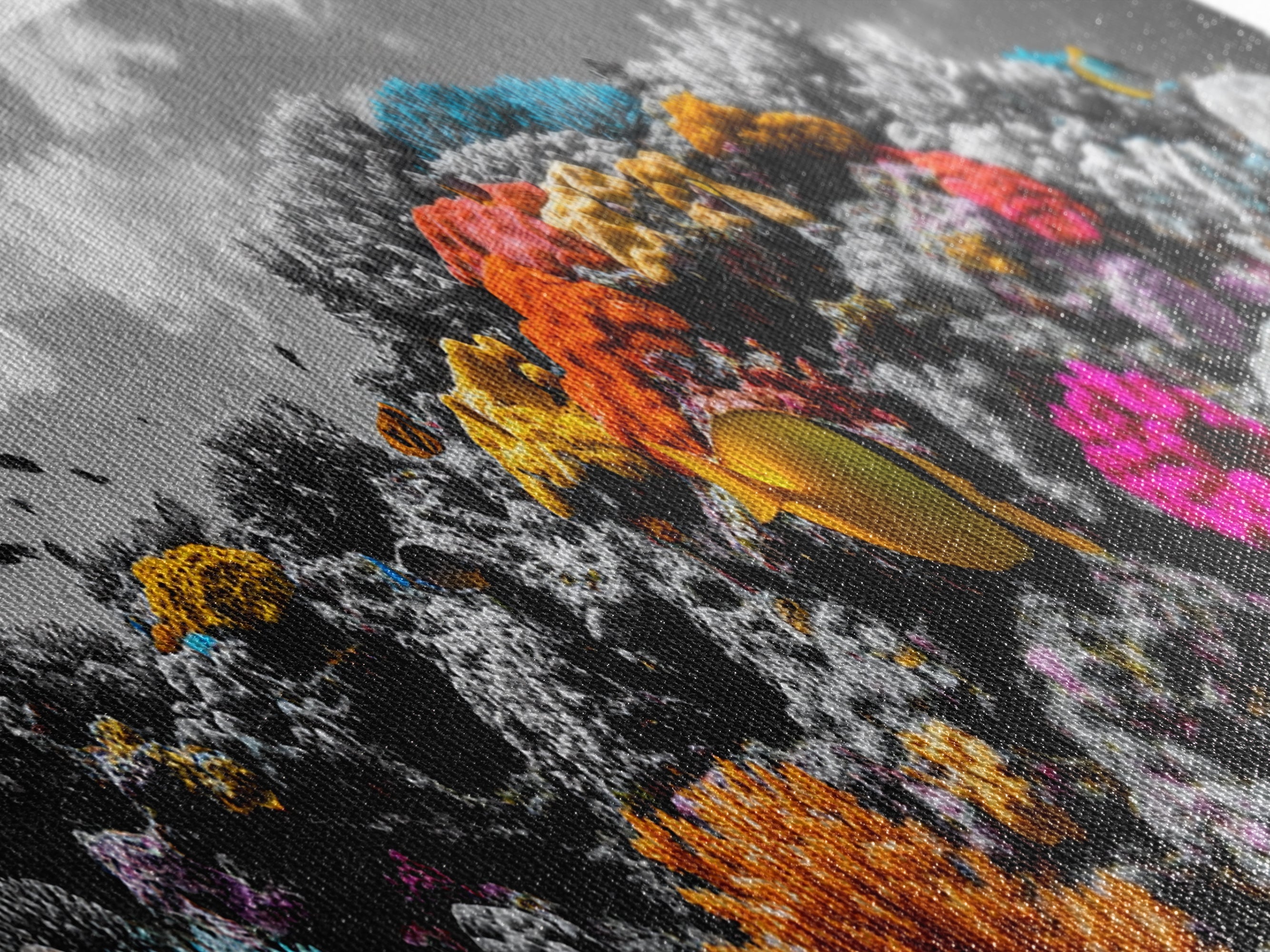 Vibrant Coral Reef, Tropical Fish Ocean Scene, Underwater Magic, Framed Canvas Print, Bathroom Wall Art, Colorful Nature Decor