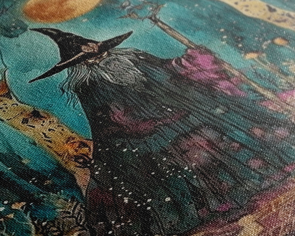 Halloween Wizard in Forest, Framed Canvas Print, Wall Art, Home Decor, Spooky Artwork, Magic Decor, Halloween Decor Painting, Holiday Decor | | Wiccan Center