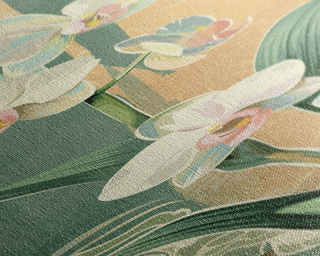 Skinny Art Tall Art Framed Canvas Print Orchids In Delicate Tones With Subtle Background Elements Ukiyo-e Japanese Style Art Wood Block Print | | Wiccan Center