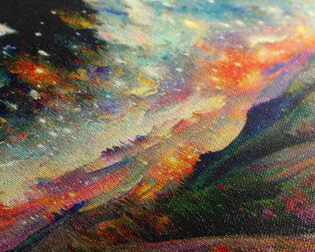 Night Starry Sky Landscape On Canvas Print Colorful Night Sky Painting Nature Painting Living Room Wall Art Spiritual Starry Painting | | Wiccan Center