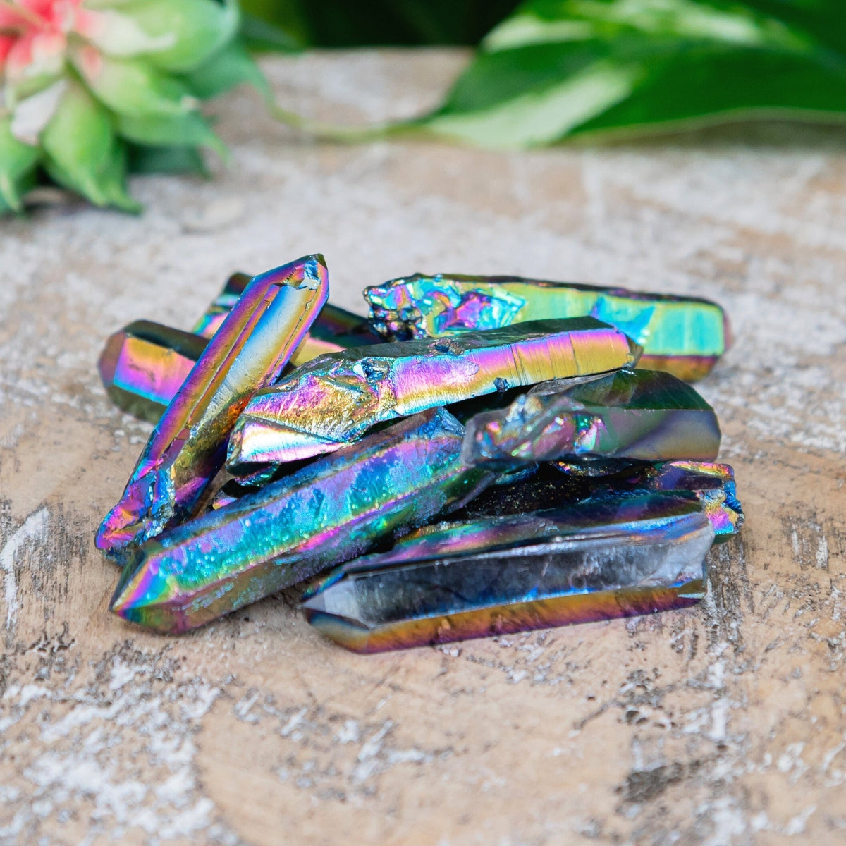 Rainbow Aura Quartz Crystal Point