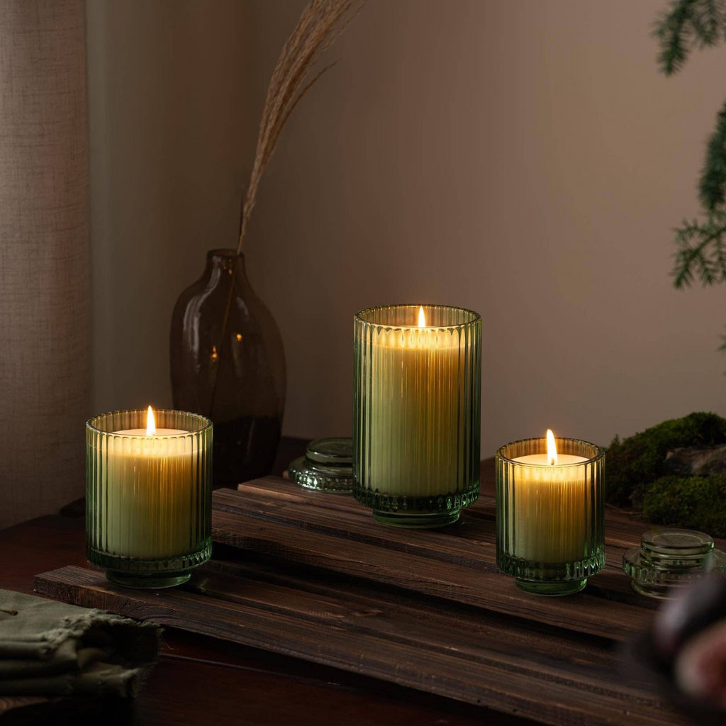 Aurélie Reeded Glass Candle: Kyoto Vine & Moss (M) | Candles | Wiccan Center