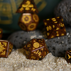 Aztec Mahogany Obsidian Stone Dice Set - Dice Around the World Collection | Dice | Wiccan Center