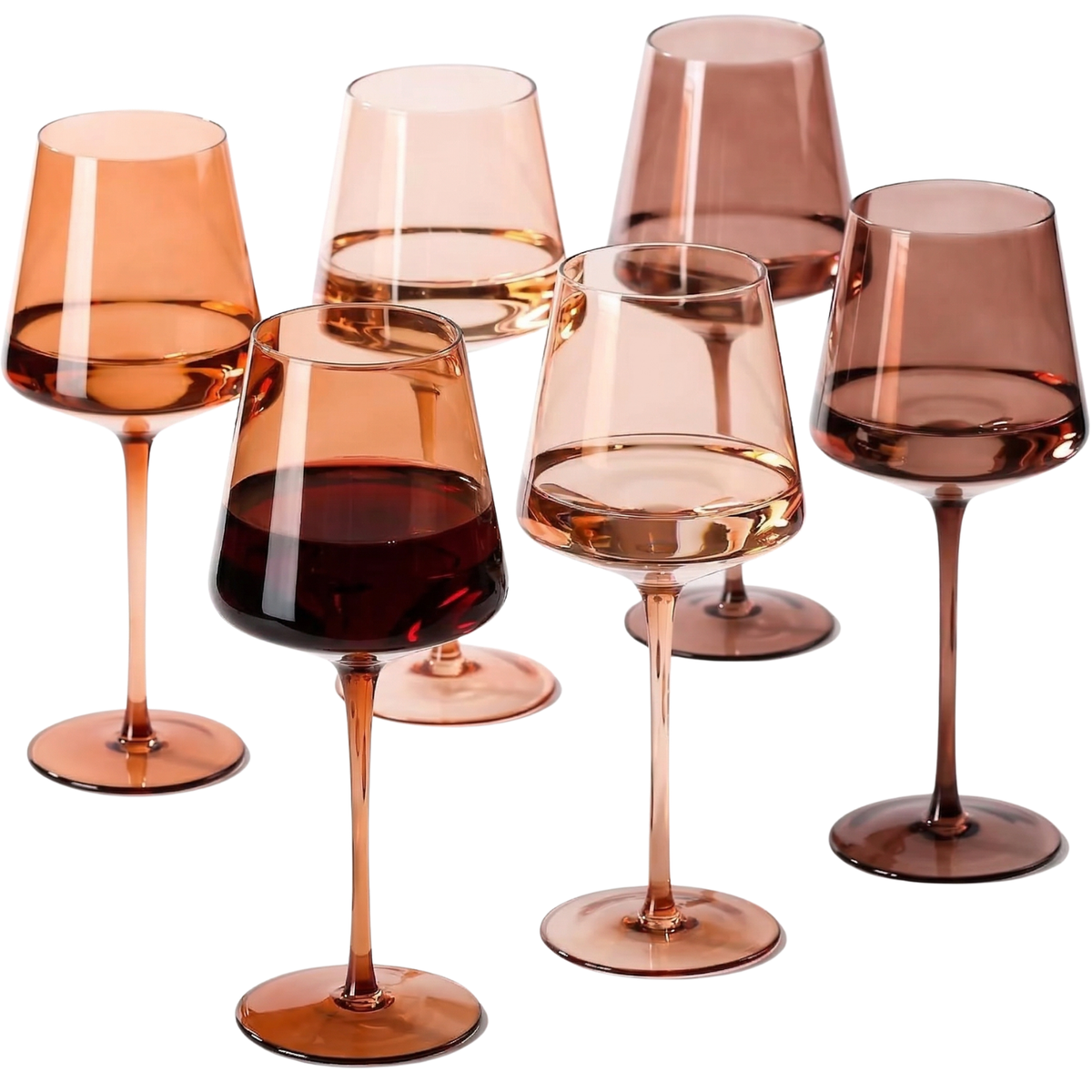 Venus Wine Glasses, Set of 6, Brown Shades 22.3oz Glass Tall | | Wiccan Center