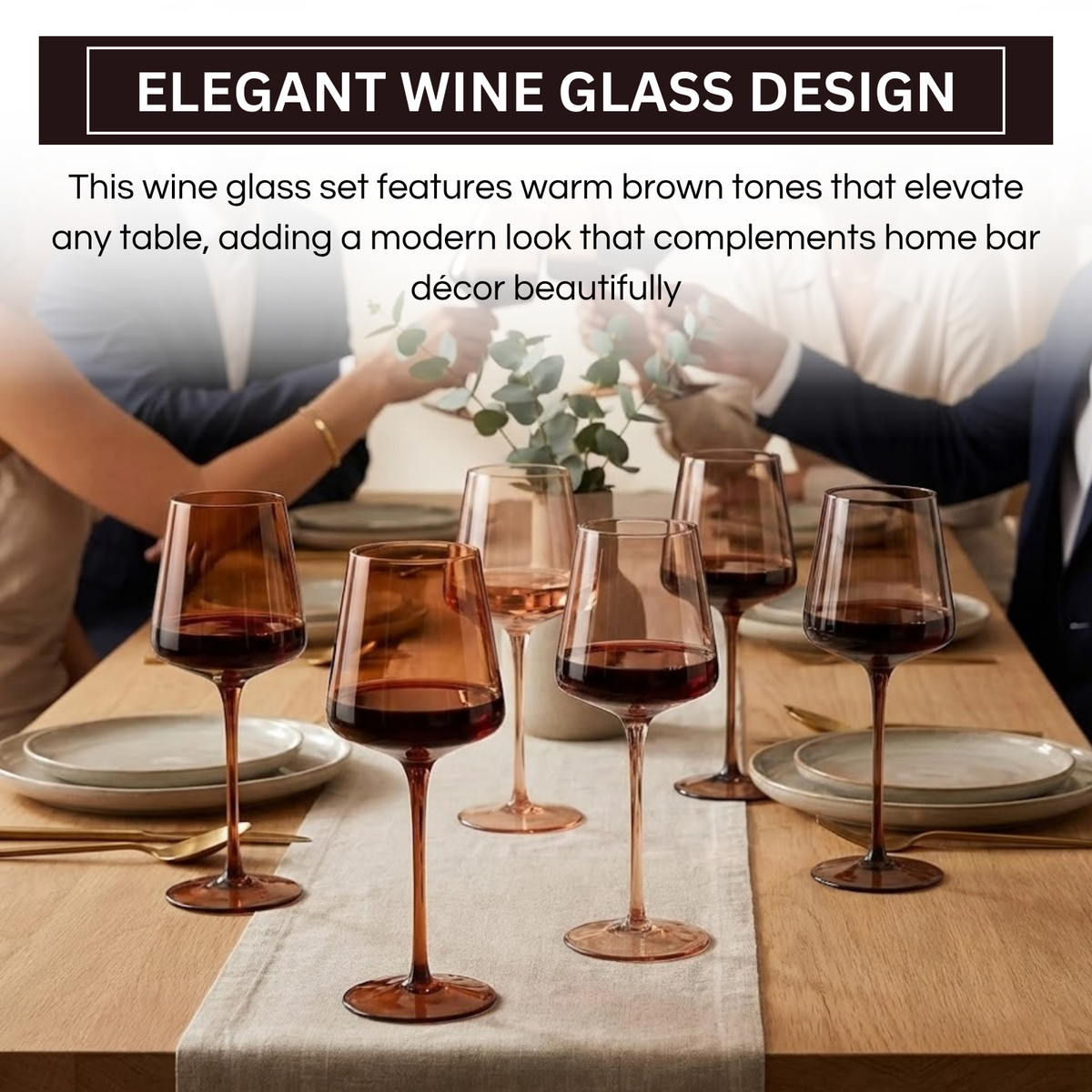 Venus Wine Glasses, Set of 6, Brown Shades 22.3oz Glass Tall | | Wiccan Center