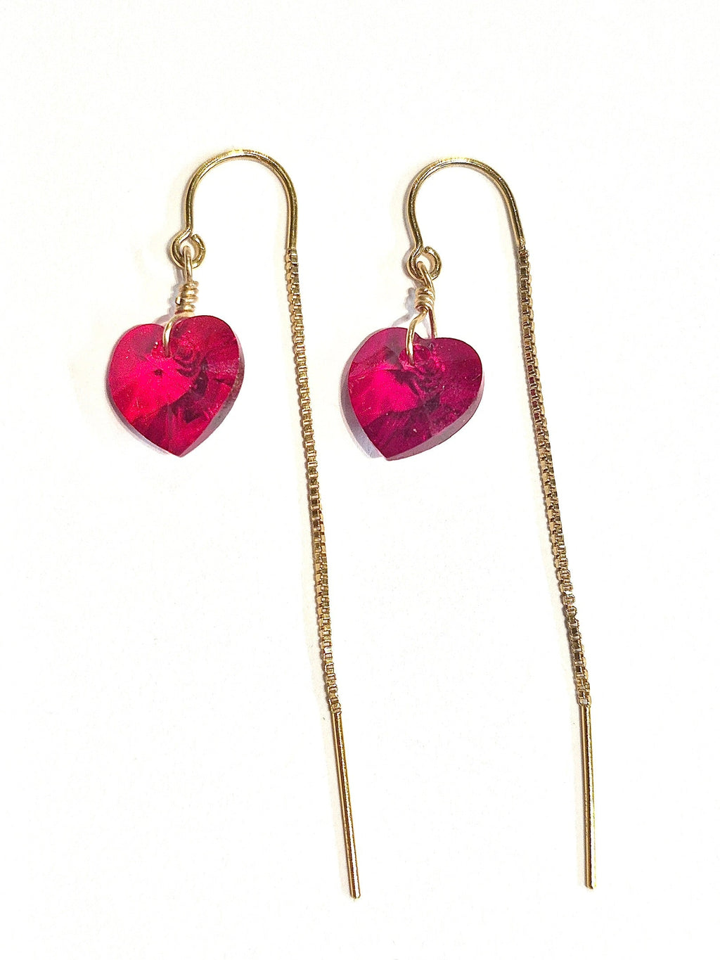 Red Heart swarovski Threader Earrings
