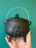 Cast Iron Cauldron with pentacle 5.5” | rituals | Wiccan Center