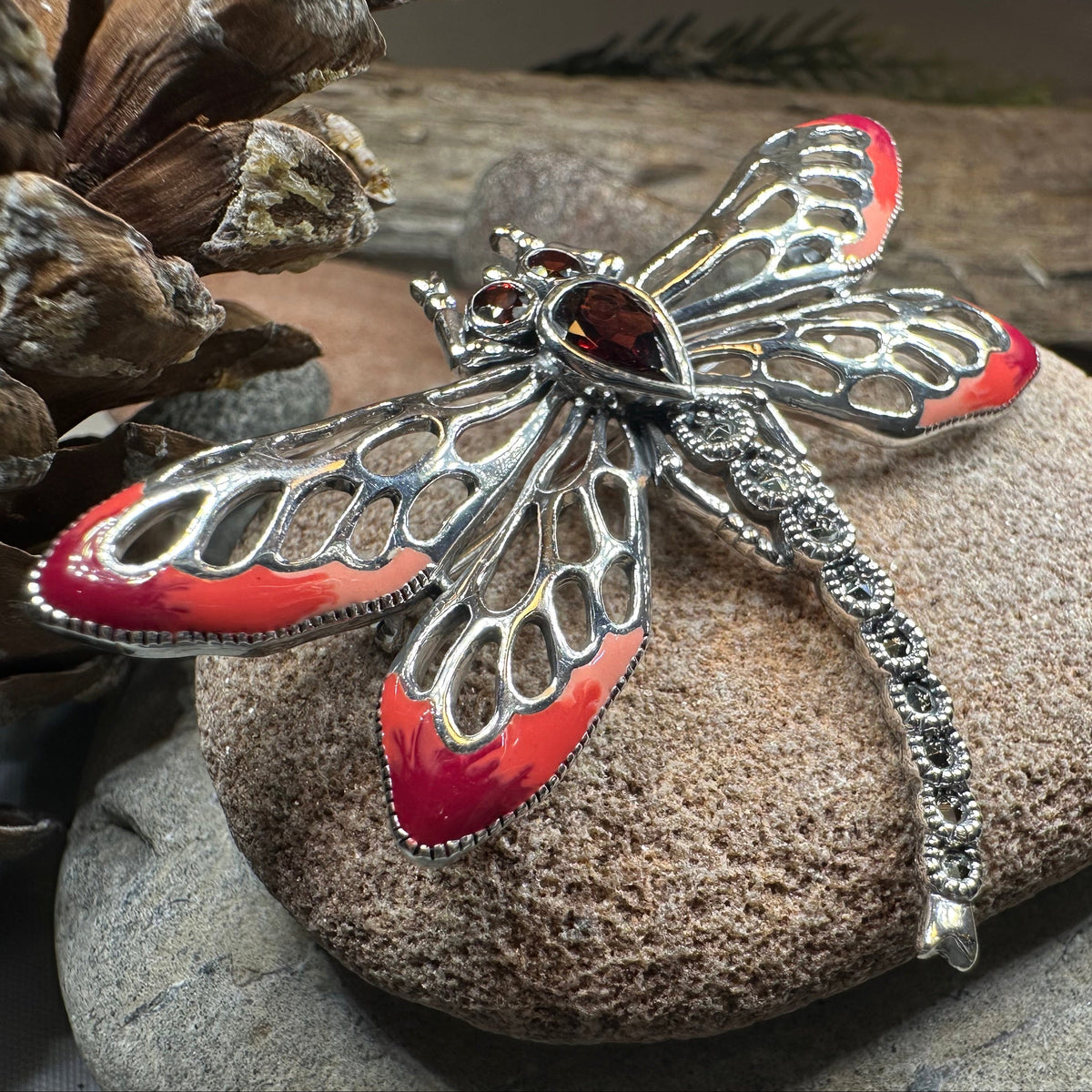 Damsel Dragonfly Marcasite Brooch in Sterling Silver | Brooch | Wiccan Center