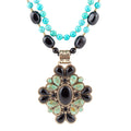 Barcelona Blue Turquoise and Black Onyx Golden Statement Necklace | Necklaces | Wiccan Center