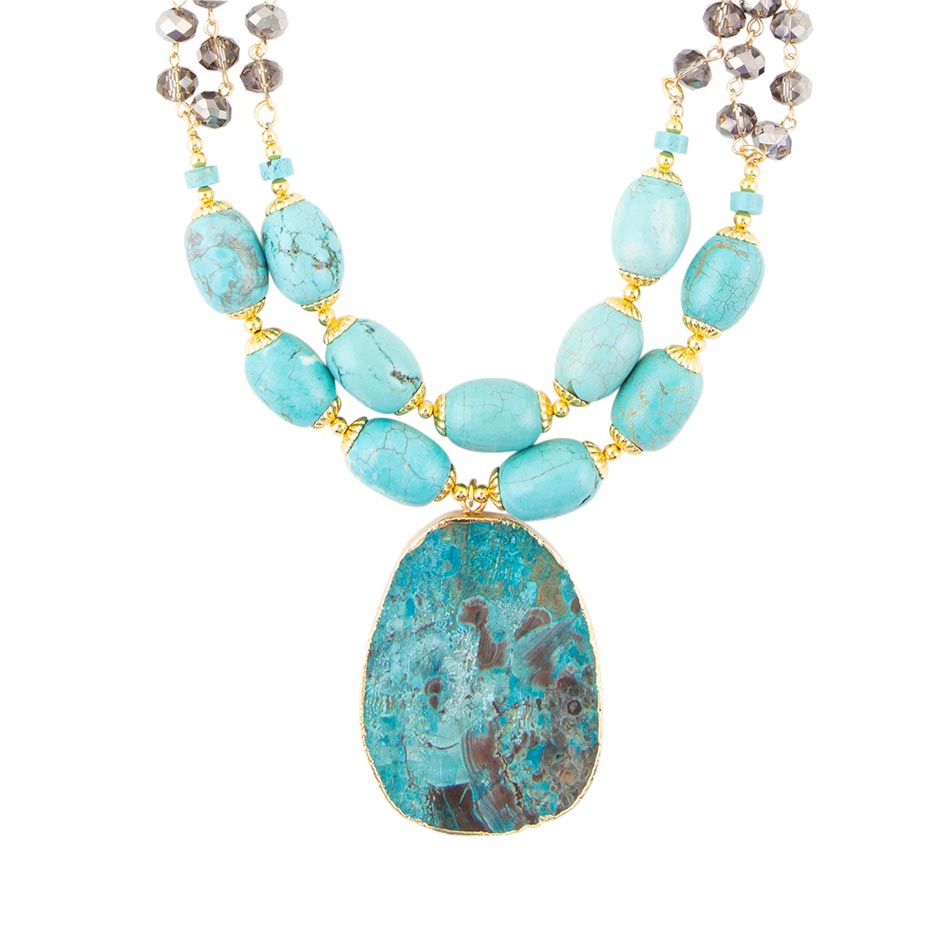 Baron Blue Turquoise Magnesite Pendant Statement Necklace | Necklaces | Wiccan Center