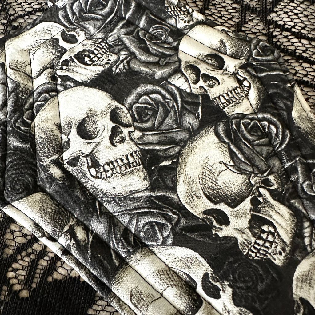 Coffin Pot Holder - Skulls & Roses