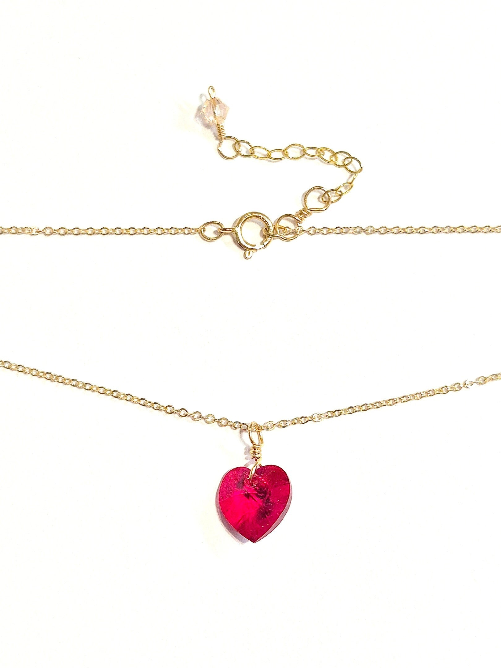 Red Heart Swarovski Drop Necklace