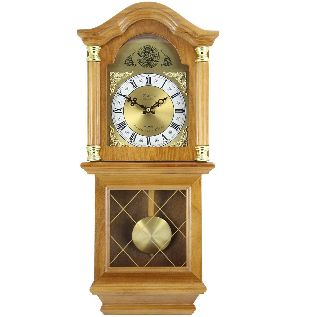 Bedford Clock Collection Classic 26 Inch Wall Clock in Golden Oak Finish | Clocks | Wiccan Center