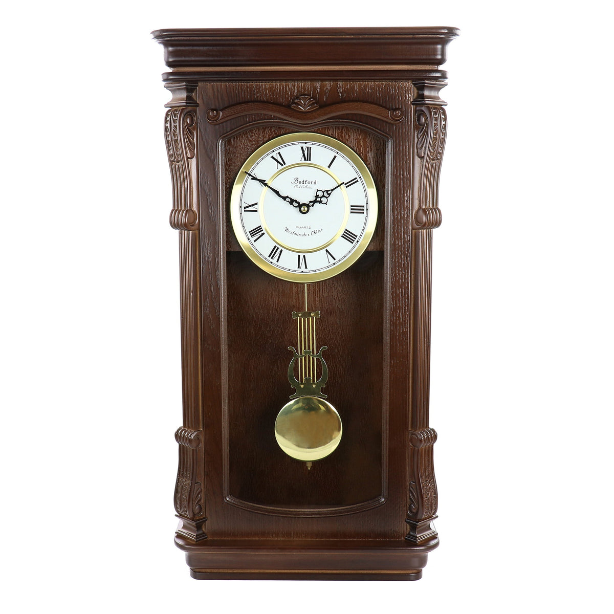Bedford Clock Collection Chestnut Chiming Pendulum Wall Clock | Clocks | Wiccan Center