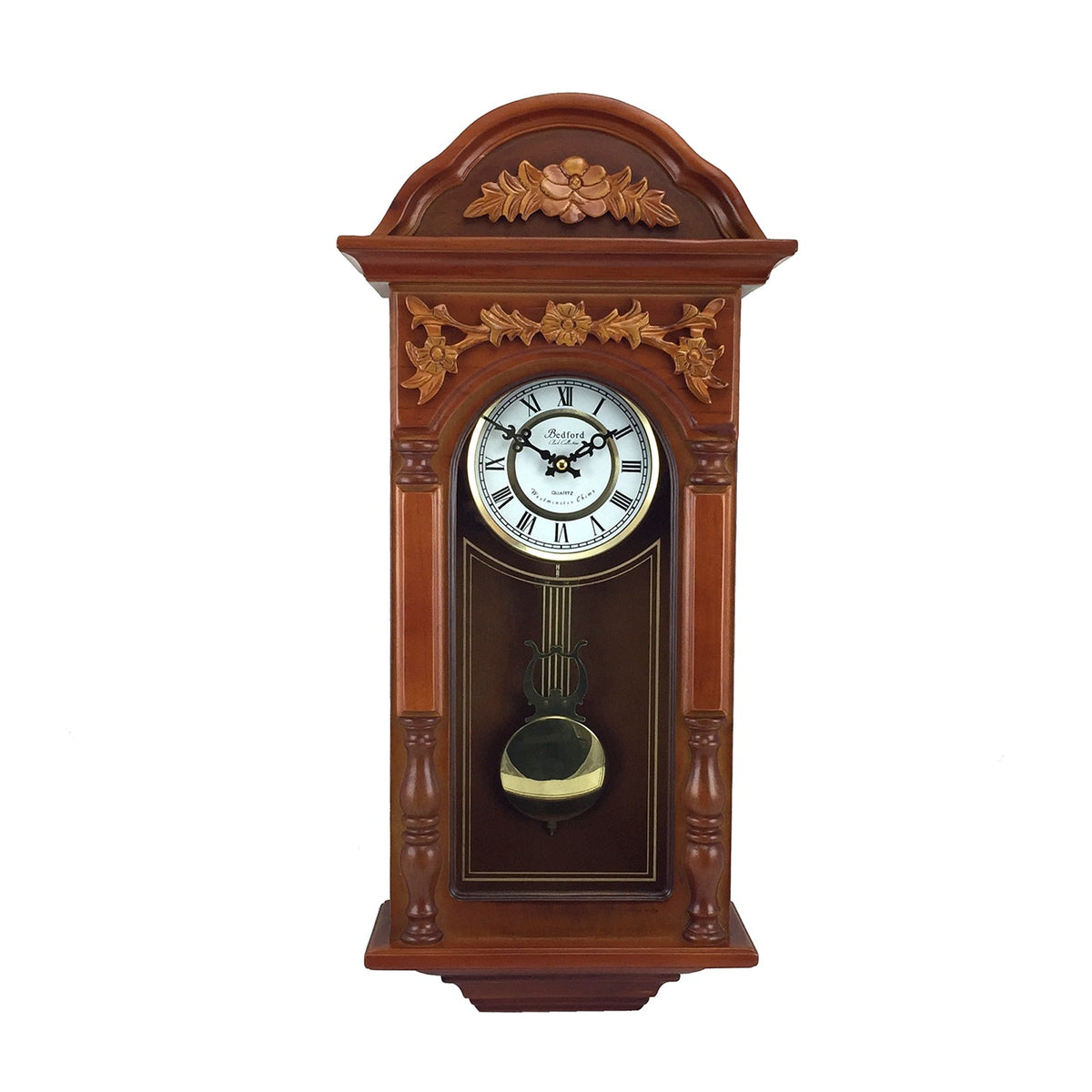 Bedford Clock Collection 27.5 Inch Oak Finish Pendulum Wall Clock | Clocks | Wiccan Center