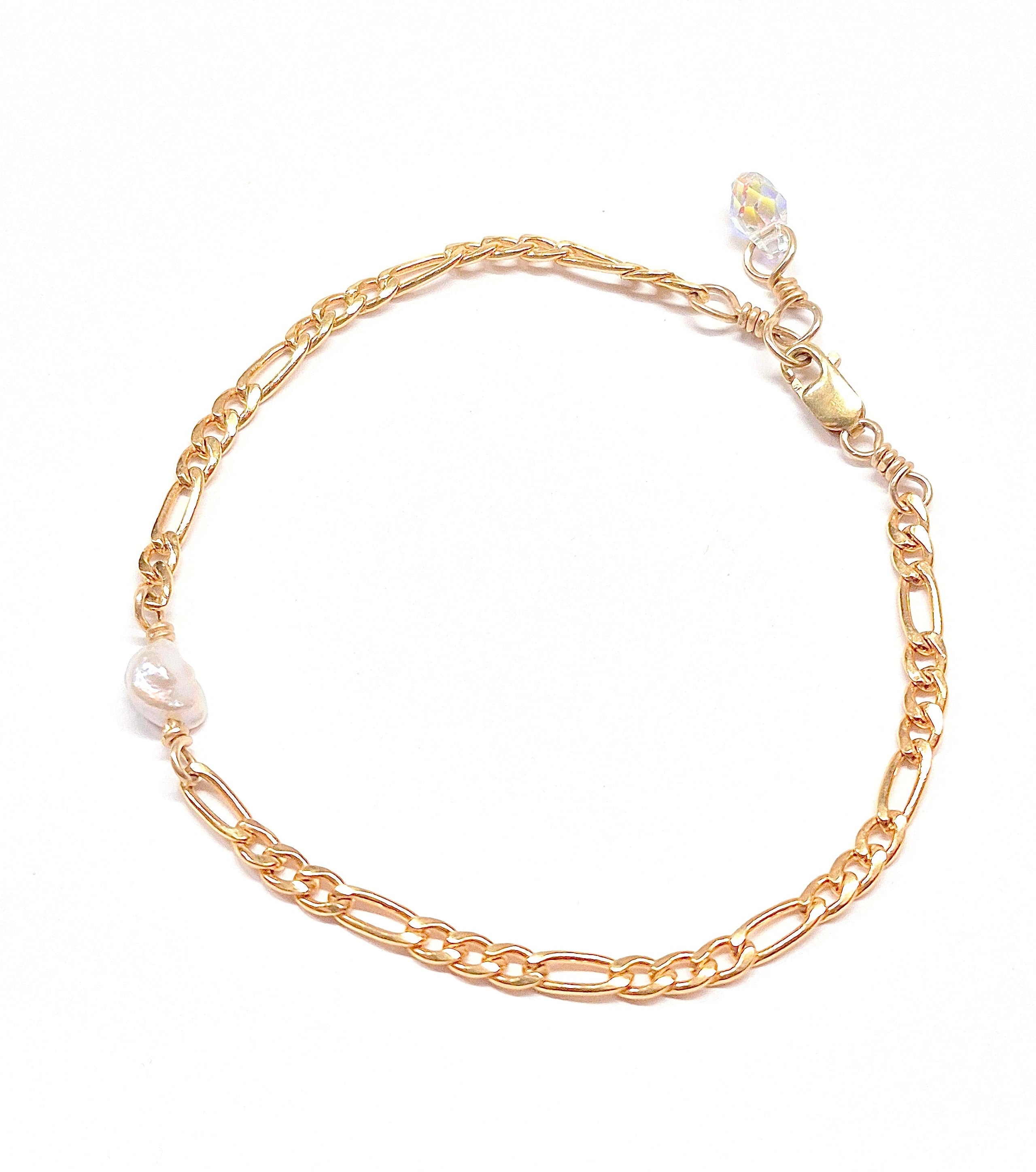 Keshi Pearl Bracelet with Swarovski Clasp