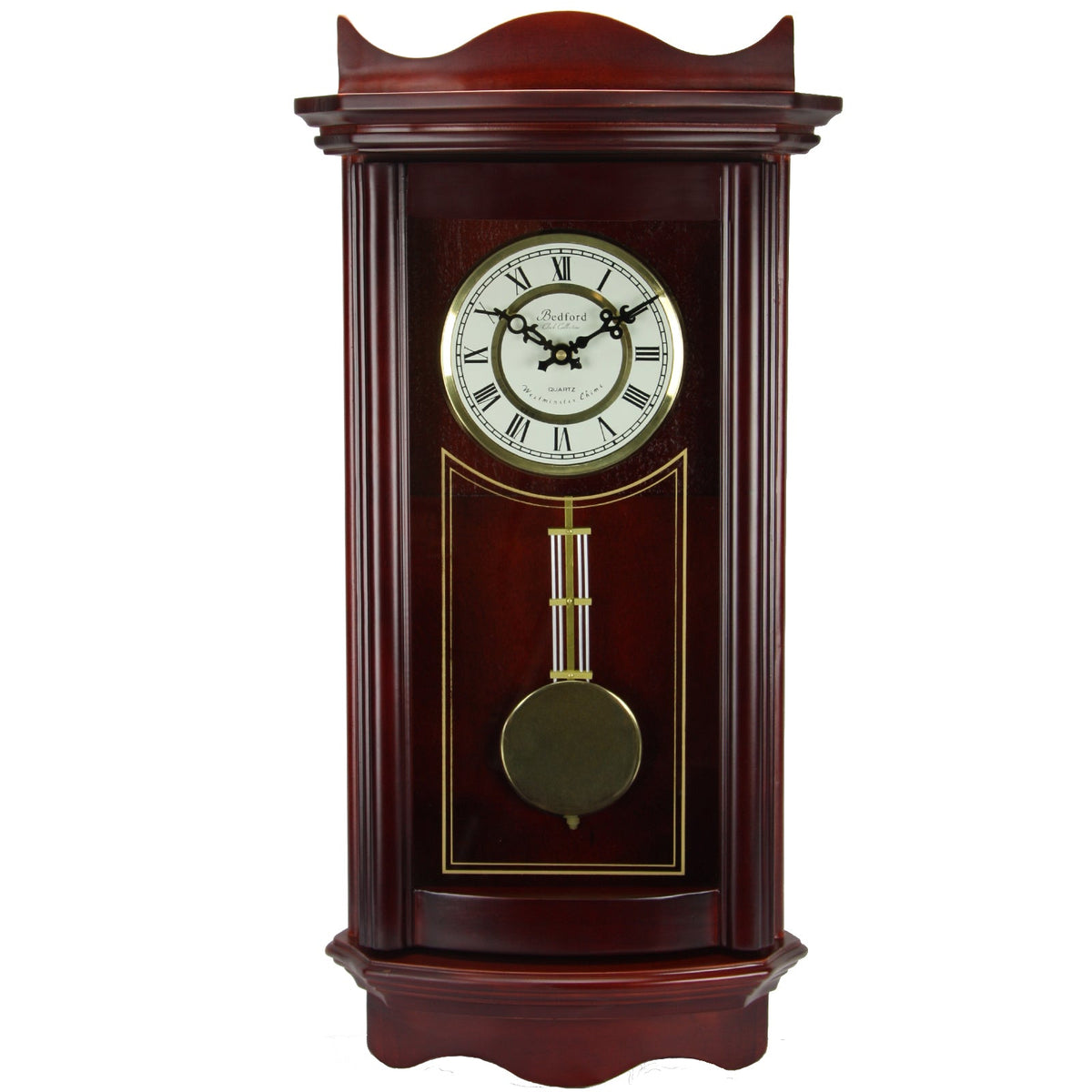 Bedford Clock Collection Weathered Chocolate Cherry Wood 25 Inch Wall Clock with Pendulum | Clocks | Wiccan Center