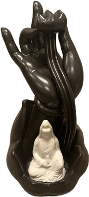 Backflow Cones Ceramic Burner 8" White Kwan Ying and Hand - Model 767725