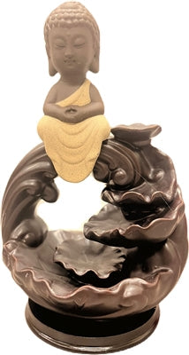 Backflow Cones Ceramic Burner 8" Baby Buddha Sitting over Arch - Model 767728 | INCENSES BURNERS | Wiccan Center