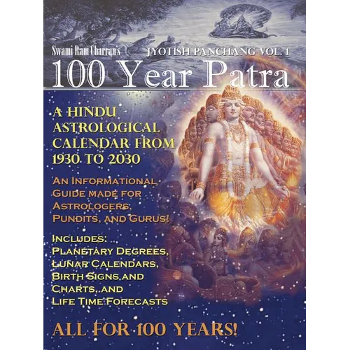 100 Year Patra (Panchang) Vol 1: Vedic Science - Astrological Calendar from 1930 - 2030 - Paperback | Books | Wiccan Center
