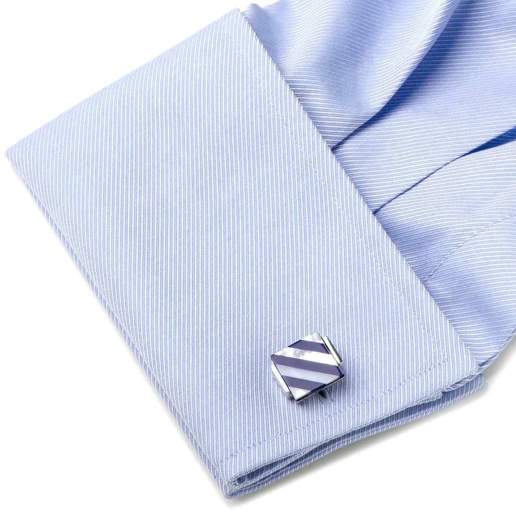 Floating Mother of Pearl Striped Cufflinks | Cufflinks | Wiccan Center