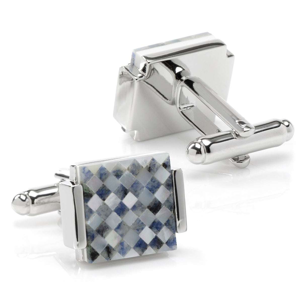 Floating Mother of Pearl Checkered Cufflinks | Cufflinks | Wiccan Center