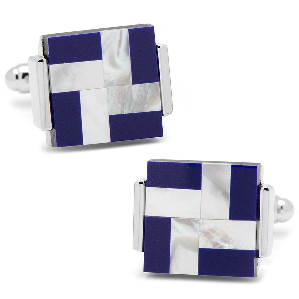 Mother of Pearl and Lapis Blue Windmill Square Cufflinks | Cufflinks | Wiccan Center