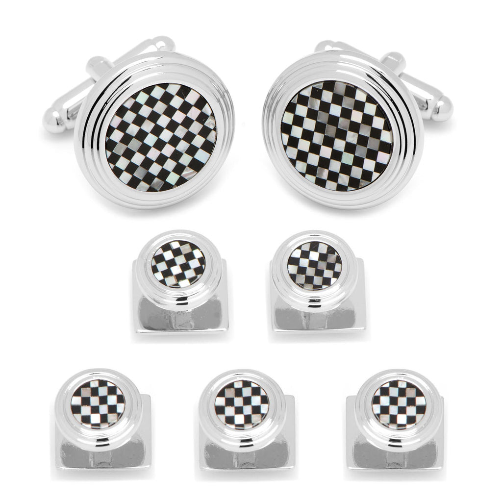 Onyx and Mother of Pearl Checker 5-Stud Set | Stud Set | Wiccan Center