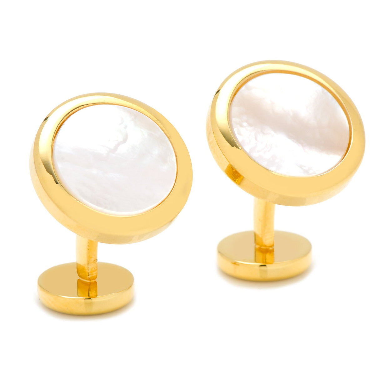 Double Sided Gold Mother of Pearl Round Beveled Cufflinks | Cufflinks | Wiccan Center