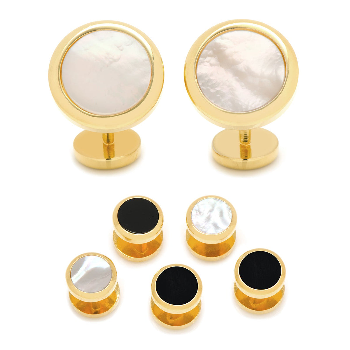 Double Sided Gold Mother of Pearl Round Beveled 5-Stud Set | Stud Set | Wiccan Center