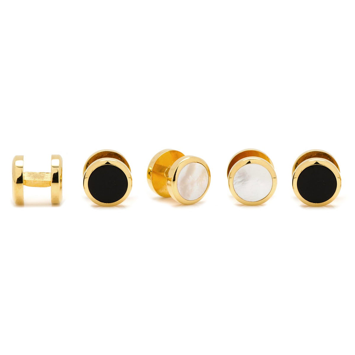 Double Sided Gold Onyx and Mother of Pearl Round 5-Studs | Studs | Wiccan Center