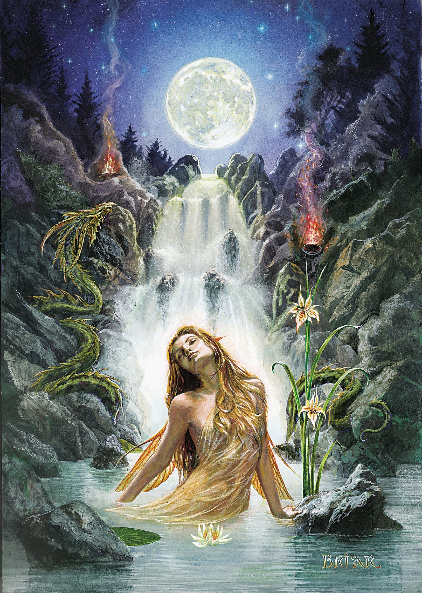 rBM05 - Moon Falls Card by Briar | Briar Mythology Cards | Wiccan Center