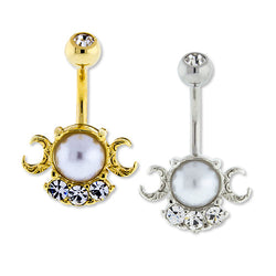 Pearl Moon Navel Ring | Body Jewelry | Wiccan Center