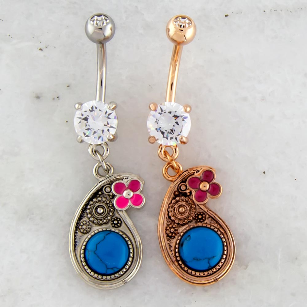 14G Paisley Flower Navel Ring | | Wiccan Center
