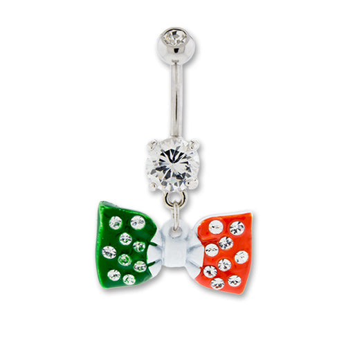 Irish Flag Bow Navel Ring | Body Jewelry | Wiccan Center