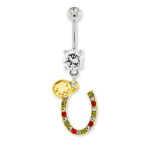 Irish Gem Horseshoe Navel Ring | Body Jewelry | Wiccan Center