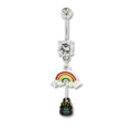 Pot of Gold Rainbow Dangle Navel Ring | Body Jewelry | Wiccan Center