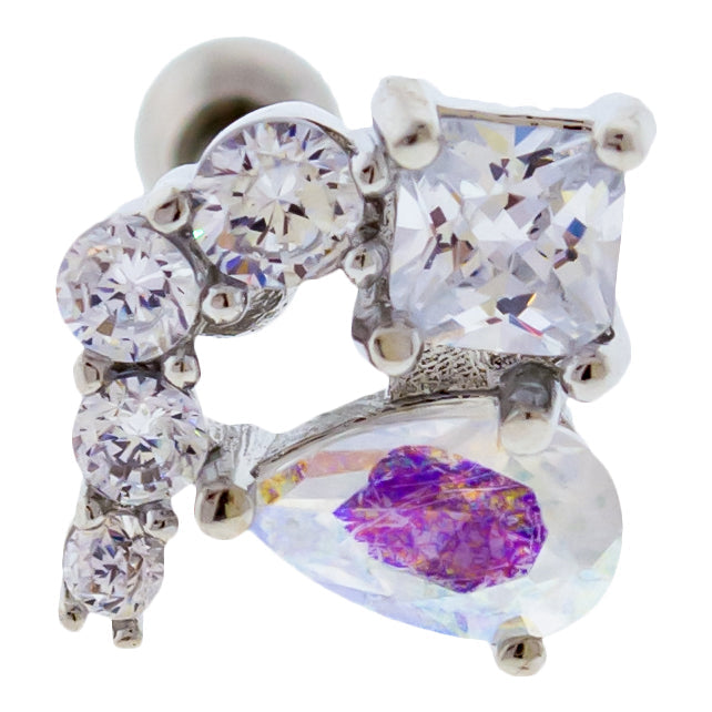 Multi-Shape Gem Cluster Ear Barbell | Body Jewelry | Wiccan Center