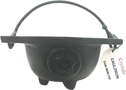 Crystalo Pentacle Cast Iron Cauldron - BSW-75P | INCENSES BURNERS | Wiccan Center