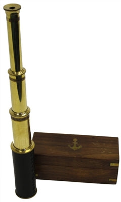 Brass Telescope with Wooden Box 15" - Nautical | GIFTS REGALOS | Wiccan Center