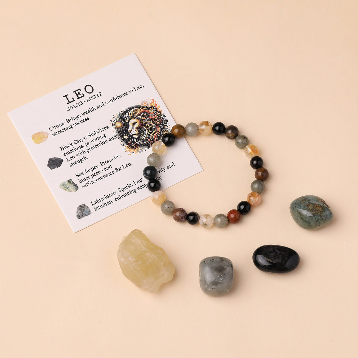 Aquarius Zodiac Crystal Bracelet & Stone Set | Crystal Stone | Wiccan Center