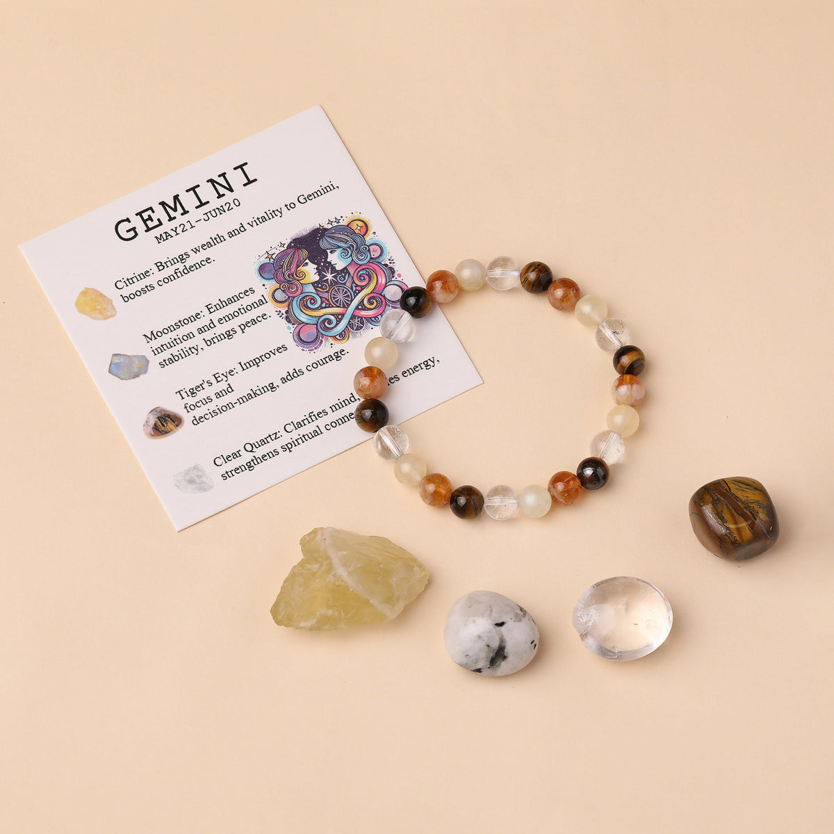 Libra Zodiac Crystal Bracelet & Stone Set | Crystal Stone | Wiccan Center
